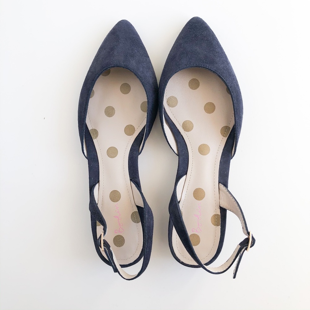 BODEN Cecelia Navy Suede Slingback Flats Size 7